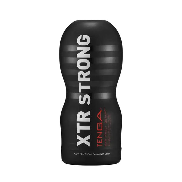 Tenga Original Vacuum Cup Extra Strong in matte black with bold XTR STRONG branding