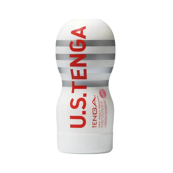 Tenga U.S. Original Vacuum Cup Gentle in white with red and silver stripe branding