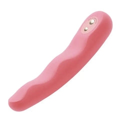 Tenga Iroha Minamozuki soft-touch silicone vibrator curved pink body side view