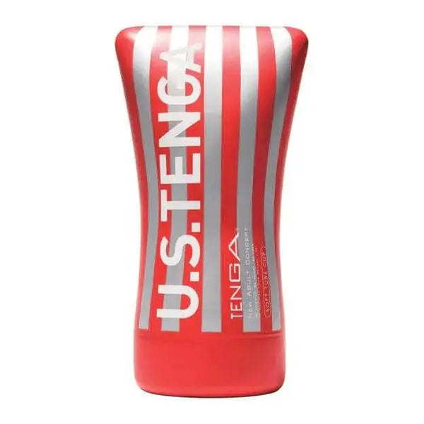 Tenga Soft Tube Cup Ultra Size masturbator in bold red and silver striped sleeve