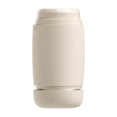 Tenga Puffy in drying position, sleeve extended downward from hard-shell case