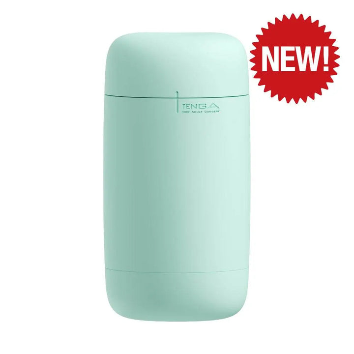 Tenga Puffy male masturbator in mint green with smooth rounded casing, NEW badge