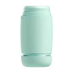 Tenga Puffy upright in mint green displaying drying storage position label