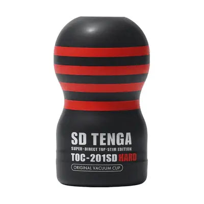 Tenga SD Original Vacuum Cup Strong edition in black with bold red stripe detailing