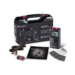 Tension Lover electrostimulation box set with carry case, electrode pads, cable, battery and manual