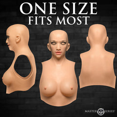 Three-angle view of the silicone skin suit showing front, side, and back of one-size design