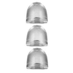 Three clear flexible bullet cocksheath inserts arranged vertically showing dome-shaped profile