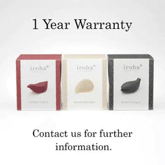Three Iroha+ vibrators in patterned gift boxes with one-year warranty note