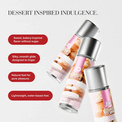 Three JO Bake Shoppe lubricant bottles stacked showing silky water-based formula with bakery-inspired flavor