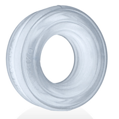 Three-quarter angled view of ROTO ring revealing smooth inner channel and flexible silicone body