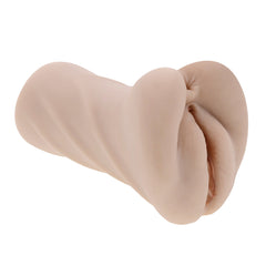 Three-quarter front angle of stroker insert highlighting contoured shape and soft exterior