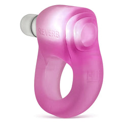Three-quarter view of Glowdick cock ring with illuminated button detail on top surface