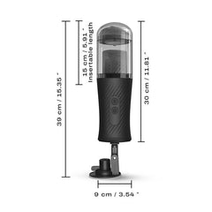 Thrust Blow size diagram showing 39 cm total height, 15 cm insertable length, and 9 cm base width