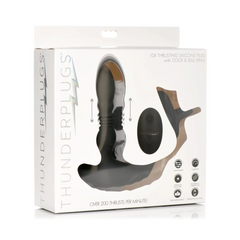 Thunderplugs 10X thrusting silicone plug set displayed in branded white retail packaging with remote