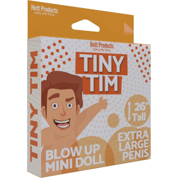 Tiny Tim Blow Up Mini Doll box by Hott Products, 26 inches tall, extra large novelty feature