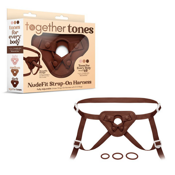 Together NudeFit Dark strap-on harness in rich brown with adjustable straps and three O-rings