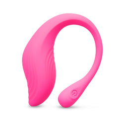 Top-angle view of large egg with U-shaped loop tail and subtle power button on lower tip