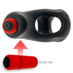 Top view of BUZZFUCK sling with red bullet vibe positioned below showing insertion point