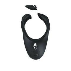 Top-down view of Bond cock ring with flexible opening stretched wide for easy wear