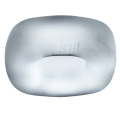 Top-down view of Fit Bulge cockring showing the wide padded surface and embossed HUJ logo