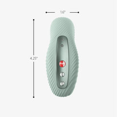 Top-down view of Laya III with dimensions marked 4.25 inches long by 1.6 inches wide