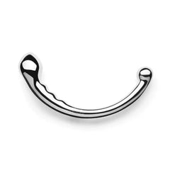 Top-down view of Le Wand Hoop curved stainless steel wand showing smooth arc shape