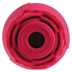 Top-down view of the rose-shaped suction opening with concentric textured rings