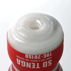 Top-down view of the soft white opening of the SD Tenga Original Vacuum Cup