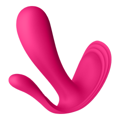 Close-up of Top Secret+ flattened base and ribbed texture detail in vibrant pink silicone