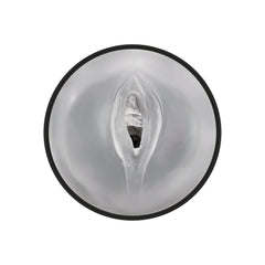 Translucent realistic entry cap of the Sasha Grey Girlfriend Experience stroker, shown in close-up
