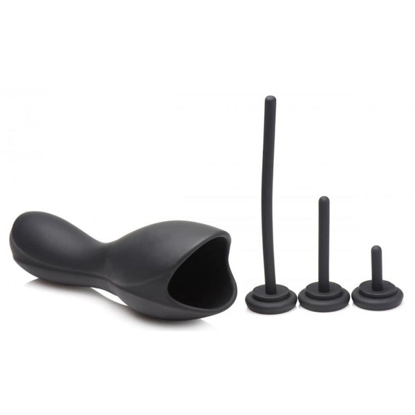 Trinity Vibes vibrating head teaser with three interchangeable silicone urethral sounds, black