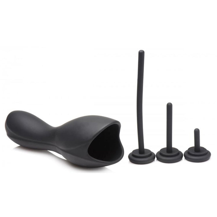 Trinity Vibes vibrating head teaser with three interchangeable silicone urethral sounds, black