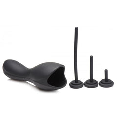 Trinity Vibes vibrating head teaser with three interchangeable silicone urethral sounds, black