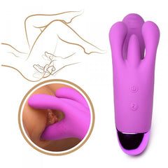 Triple Rabbit Vibrator purple with two control buttons and close-up tip detail