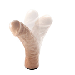 Triple-shaft silicone dildo attachment set included with the Dicktator sex machine