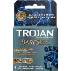 Trojan BareSkin lubricated latex condoms, 3-pack box, ultra-thin design