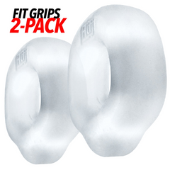 Two clear Fit Grips cockrings displayed side by side, showing varying sizes and rounded profiles