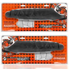 Two packaged Oxballs Snake sheaths displayed front and back in orange packaging