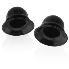Underside view of black silicone Nano Nips revealing open suction cup cavity and soft flange seal