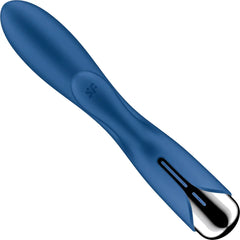 Underside view of Spinning Rabbit 1 displaying Satisfyer logo and slim button panel