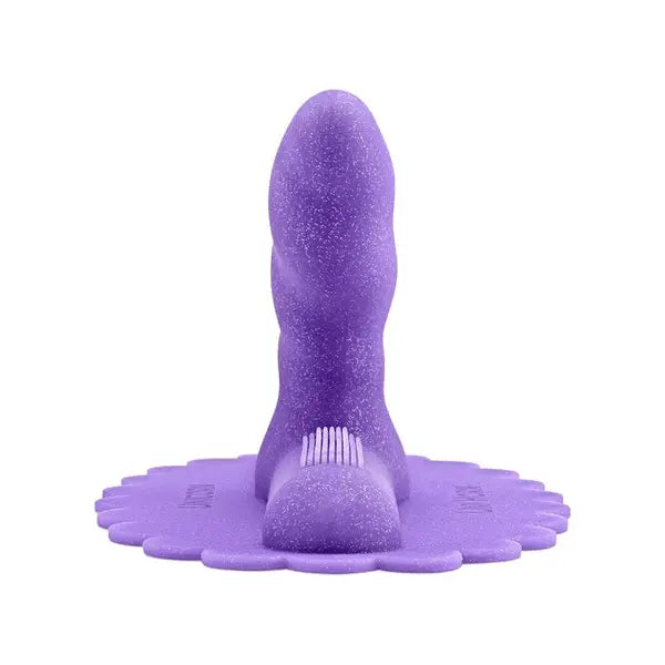 Uni Horn twisted silicone attachment front-facing view displaying ridged texture and bristle strip
