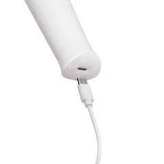 Close-up of USB-C charging port on the base of the Le Wand Classique Petite with cable inserted