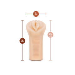 Veronika soft stroker dimensions shown: 6.5 inches tall, 3 inches wide, open-ended design
