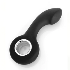 VERS P-Spot Vibe in matte black silicone with curved shaft and chrome accent base