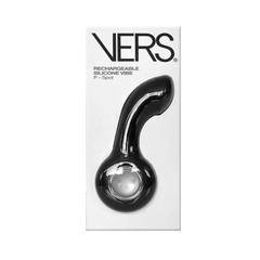 VERS Rechargeable Silicone P-Spot Vibe shown in minimalist white retail packaging