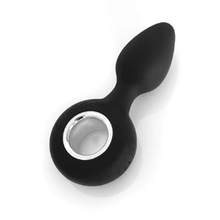 VERS Rechargeable Silicone Plug in matte black with silver charging port at base
