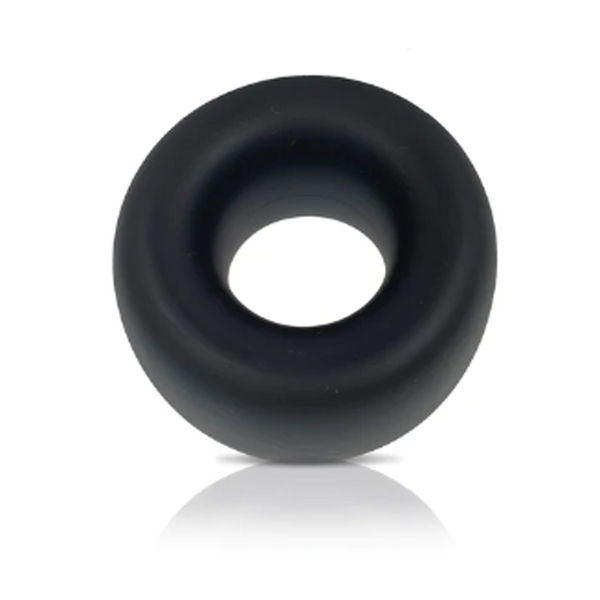 VERS Steel Motion Balls Silicone Stretcher in black, front view, smooth liquid silicone ring