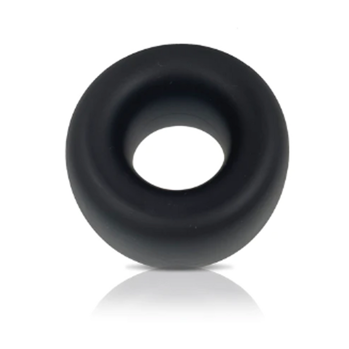 VERS Steel Motion Balls Silicone Stretcher in black, front view, smooth liquid silicone ring