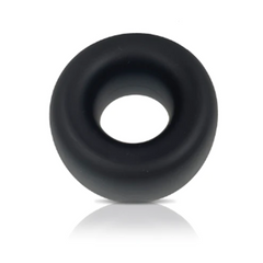 VERS Steel Motion Balls Silicone Stretcher in black, front view, smooth liquid silicone ring