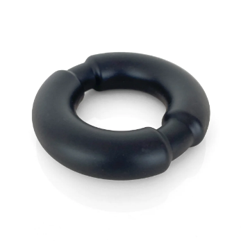 VERS Steel Weighted C Ring in matte black liquid silicone, circular front view